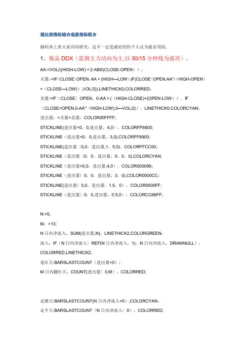 通达信综合选股指标组合