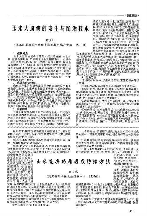 玉米秃尖的原因及防治方法