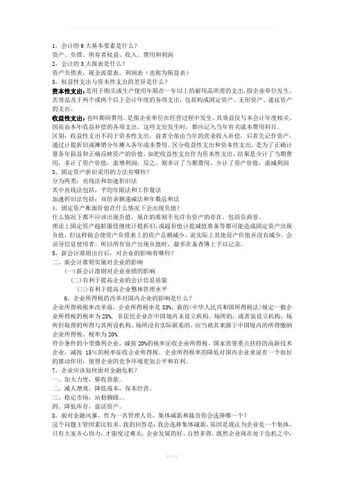 会计的6大基本要素是什么