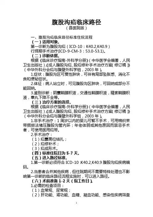 腹股沟疝临床路径 2