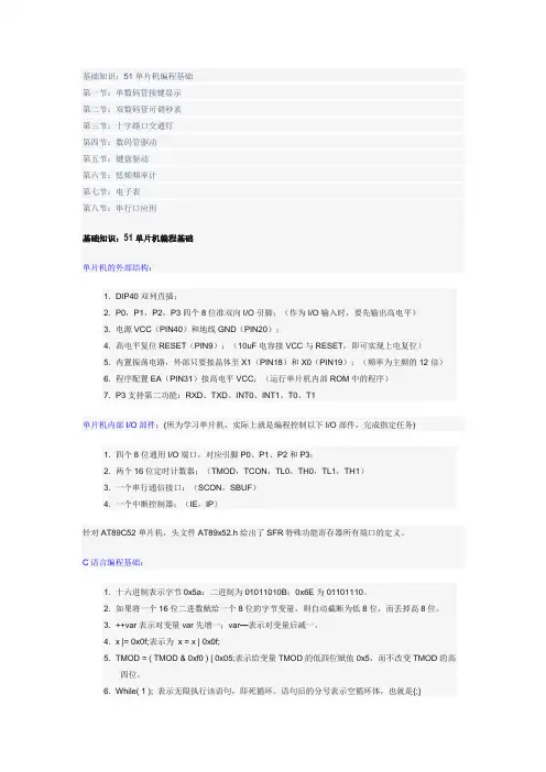 51单片机C语言编程基础及实例