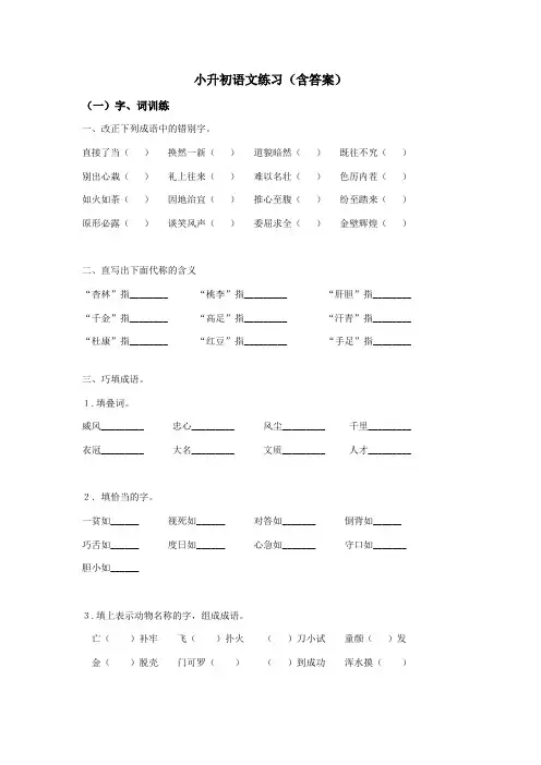 小升初语文练习(含答案)