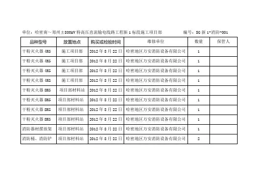 消防器材登记台账