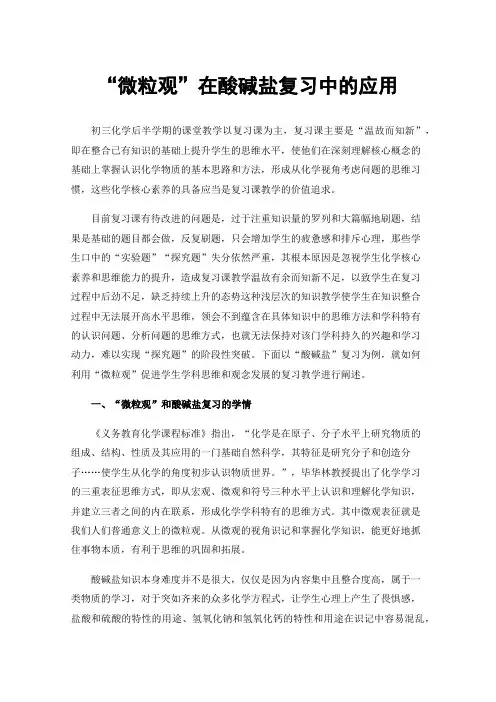 “微粒观”在酸碱盐复习中的应用