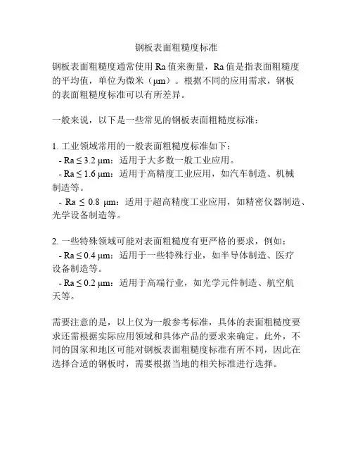 钢板表面粗糙度标准
