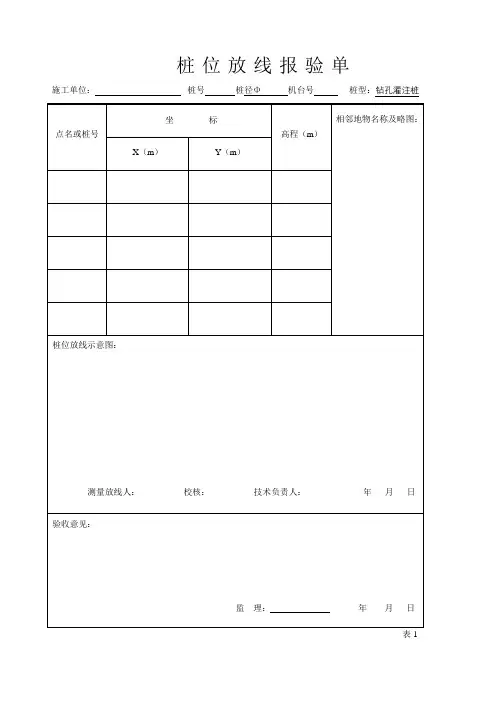钻孔灌注桩施工全表