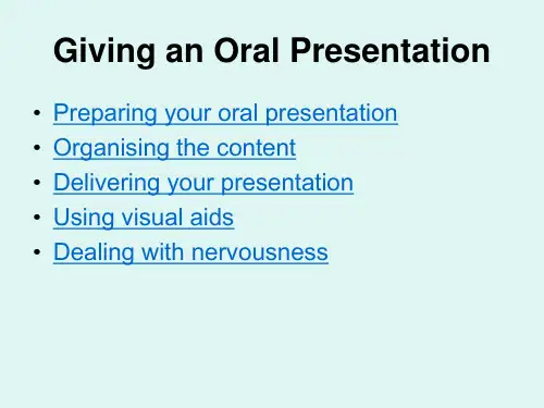 Giving an Oral Presentation