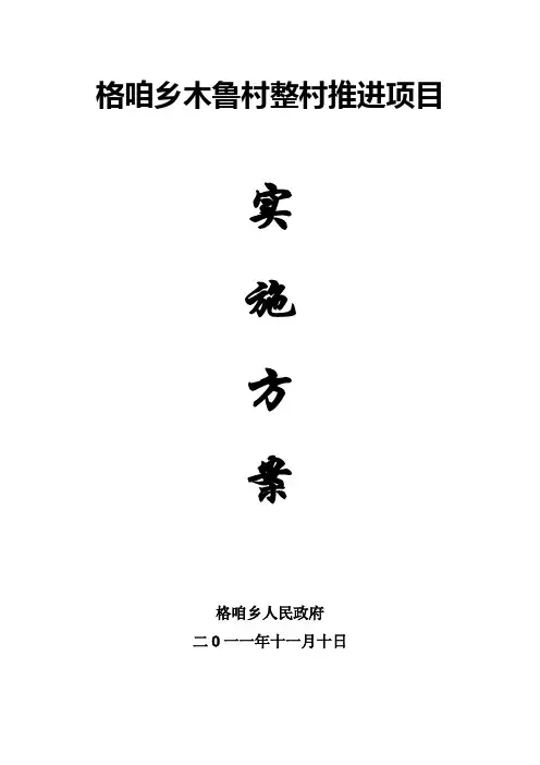 木鲁村整村推进实施方案