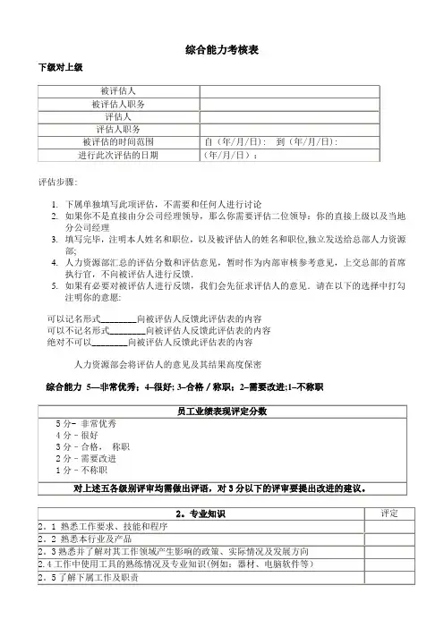 综合能力考核表综合能力考核表