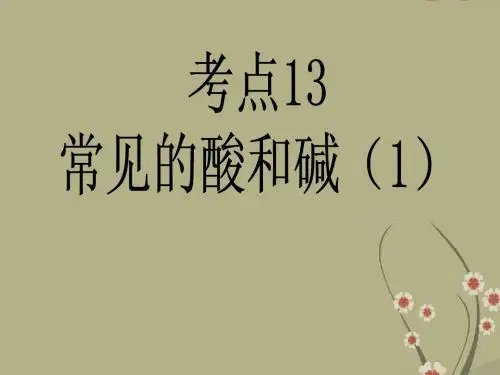 广东省佛山市中大附中三水实验中学2013届中考化学复习 考点13：常见的酸和碱(1)课件 新人教版