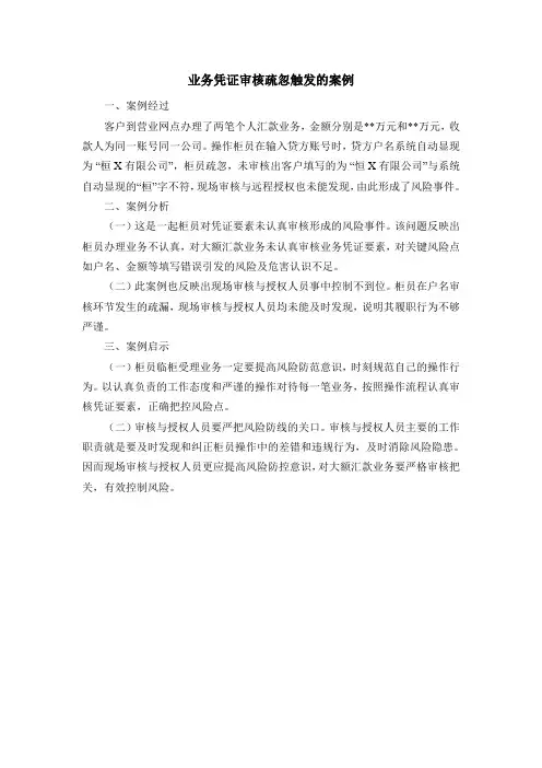 业务凭证审核疏忽触发的案例