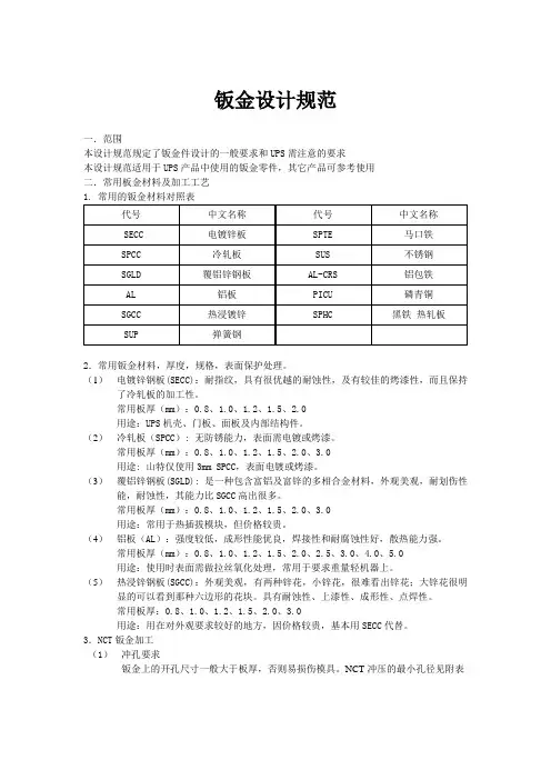 钣金设计规范(1)