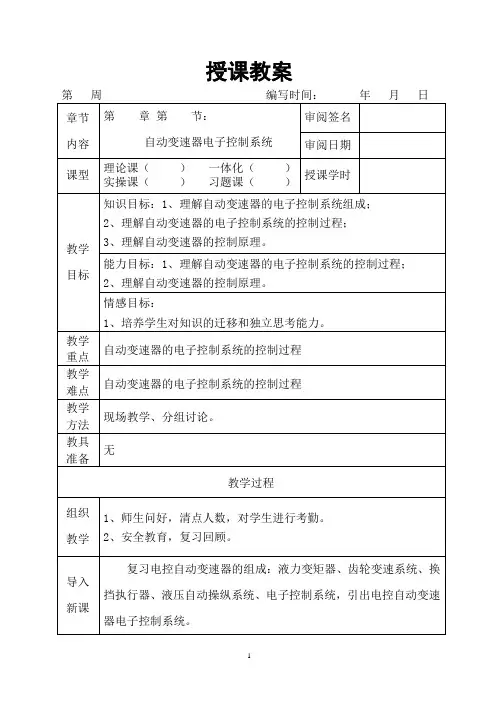 自动变速器—电子控制系统