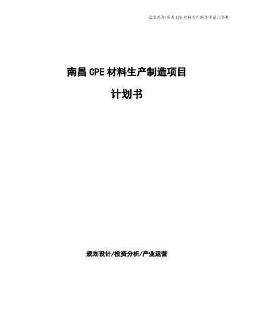 南昌CPE材料生产制造项目计划书