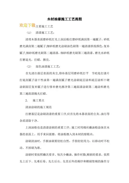 木材油漆施工工艺流程 