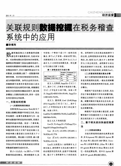 关联规则数据挖掘在税务稽查系统中的应用