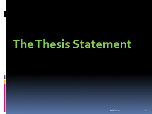 thesis statement 主题句 ppt课件