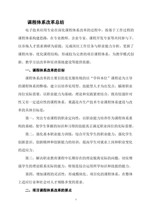 课程体系改革总结报告