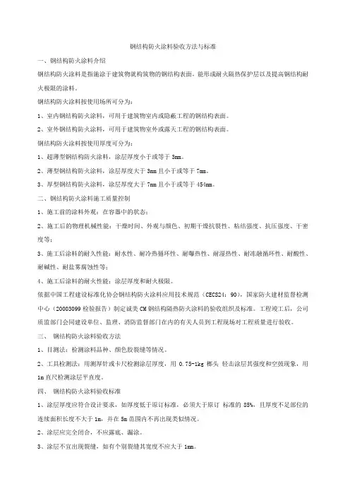 钢结构防火涂料验收方法与标准