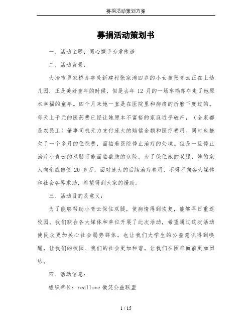 募捐活动策划方案