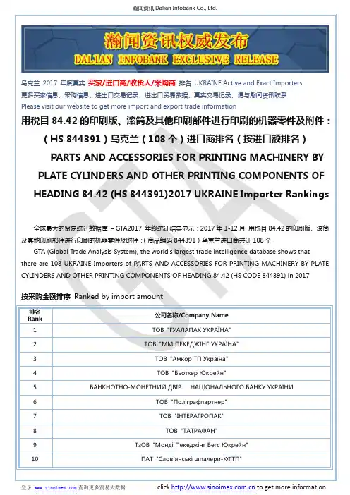 用税目84.42的印刷版、滚筒及其他印刷部件(HS 844391)2017 乌克兰(10