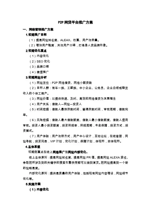 P2P网贷平台推广方案