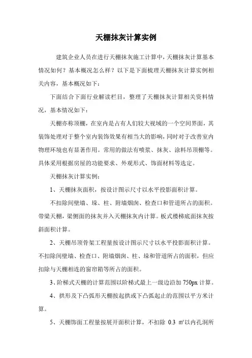 天棚抹灰计算实例.doc