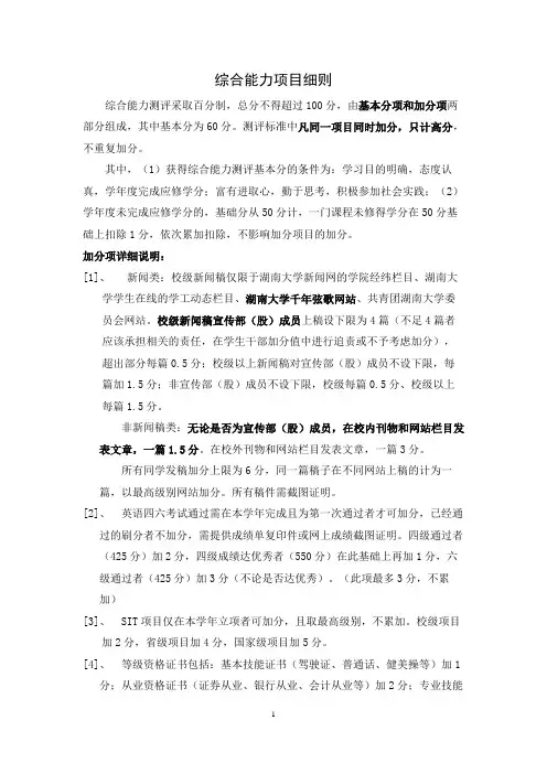 材料院13级学生综合测评细则