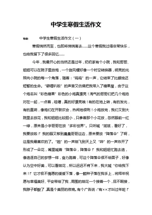 中学生寒假生活作文