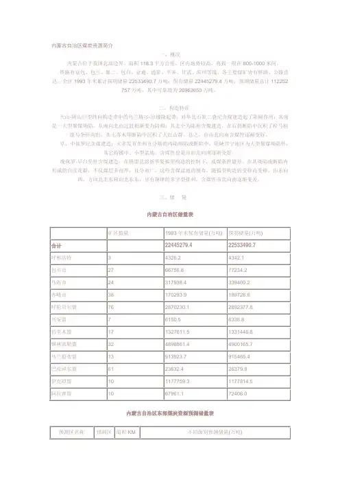 内蒙古自治区煤炭资源简介
