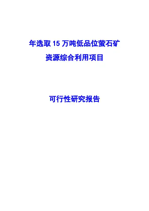 年选取15万吨低品位萤石矿资源综合利用项目可行性研究报告