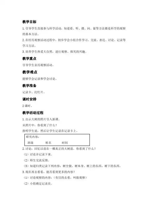我看到了什么三年级科学上册教案