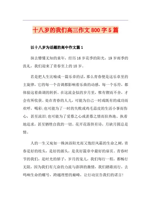 十八岁的我们高三作文800字5篇