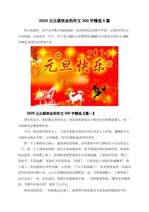 2020元旦联欢会的作文300字精选5篇