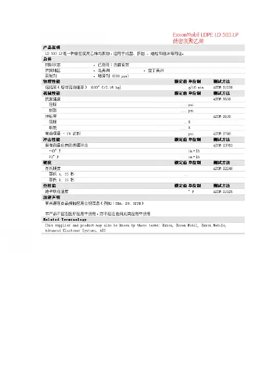 ExxonMobil LDPE LD 503.LP 物性表