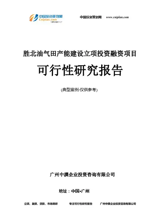 胜北油气田产能建设融资投资立项项目可行性研究报告(中撰咨询)
