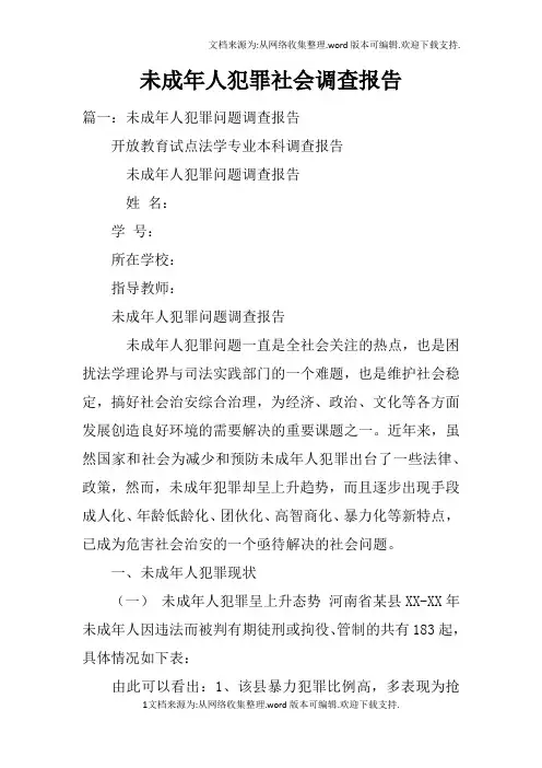 未成年人犯罪社会调查报告