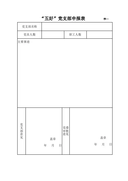 “五好”党支部申报表