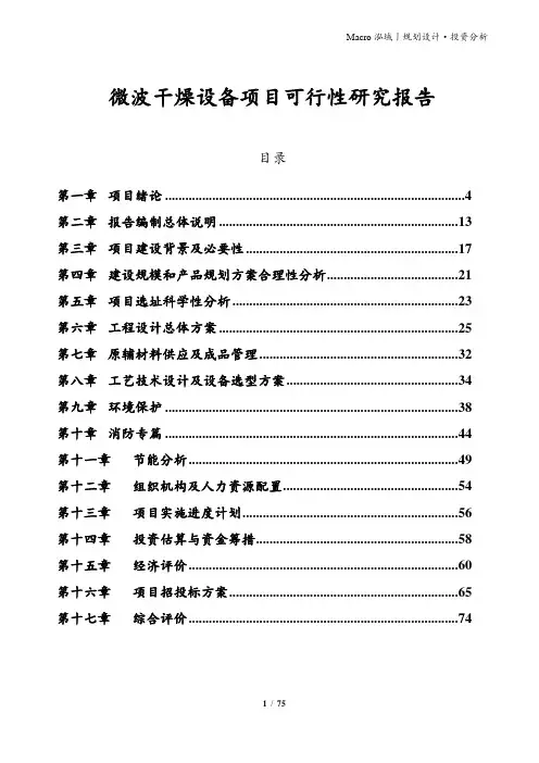 微波干燥设备项目可行性研究报告