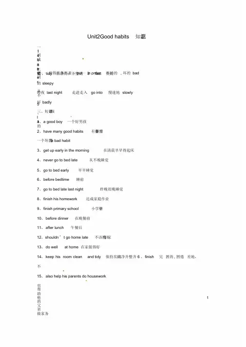 2020春六年级英语下册Unit2Goodhabits知识梳理新版牛津译林版20200429347