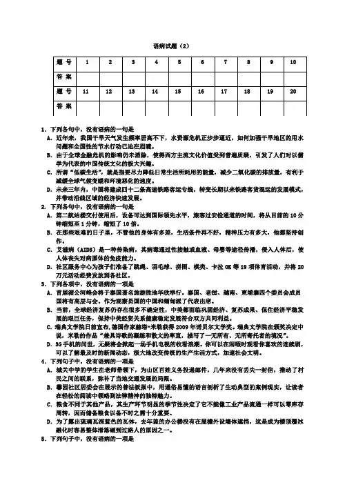语病试题(2)