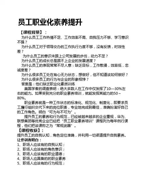 员工职业化素养提升