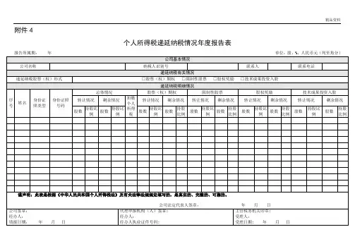 个人所得税递延纳税情况年度报告表及填报说明