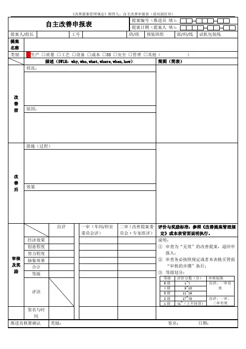 自主改善申报表
