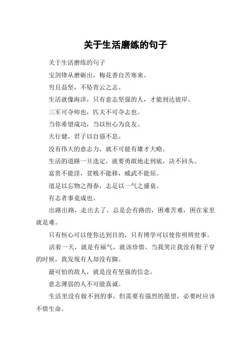 关于生活磨练的句子