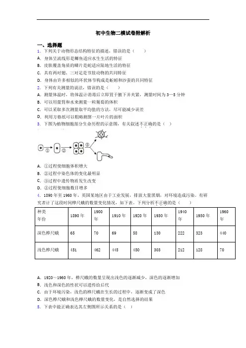初中生物二模试卷附解析