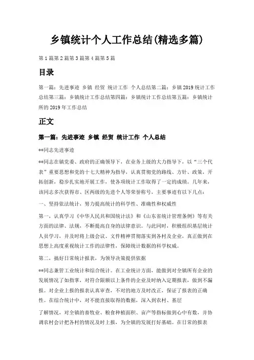 最新-乡镇统计个人工作总结(精选多篇) 精品