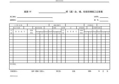 桥(涵)台、墙、坝背回填施工记录表.doc