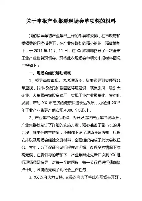 单项奖申报材料