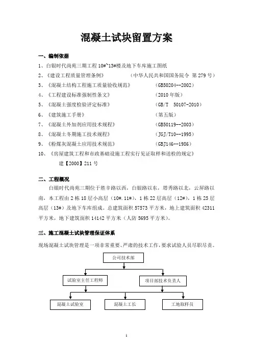 混凝土试块留置方案 2
